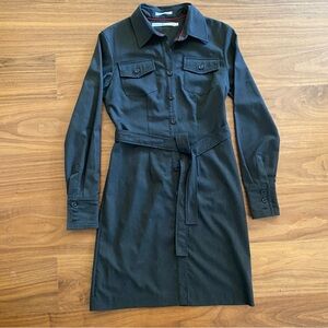 Tommy Hilfiger Shirt Dress Womens 8 Charcoal Dark Gray Belted Long Sleeve